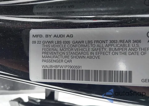 2023 Audi Rs E-Tron Gt Quattro from USA, damaged, VIN WAUBHBFW1P7900591